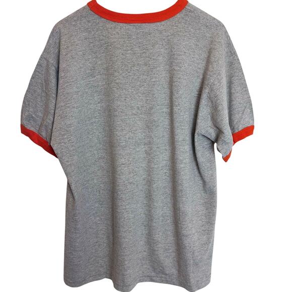 LAS VEGAS Ringer T-Shirt L.A.T Sport Gray Orange Trim Graphic Tee Mens L Retro - Picture 2 of 13